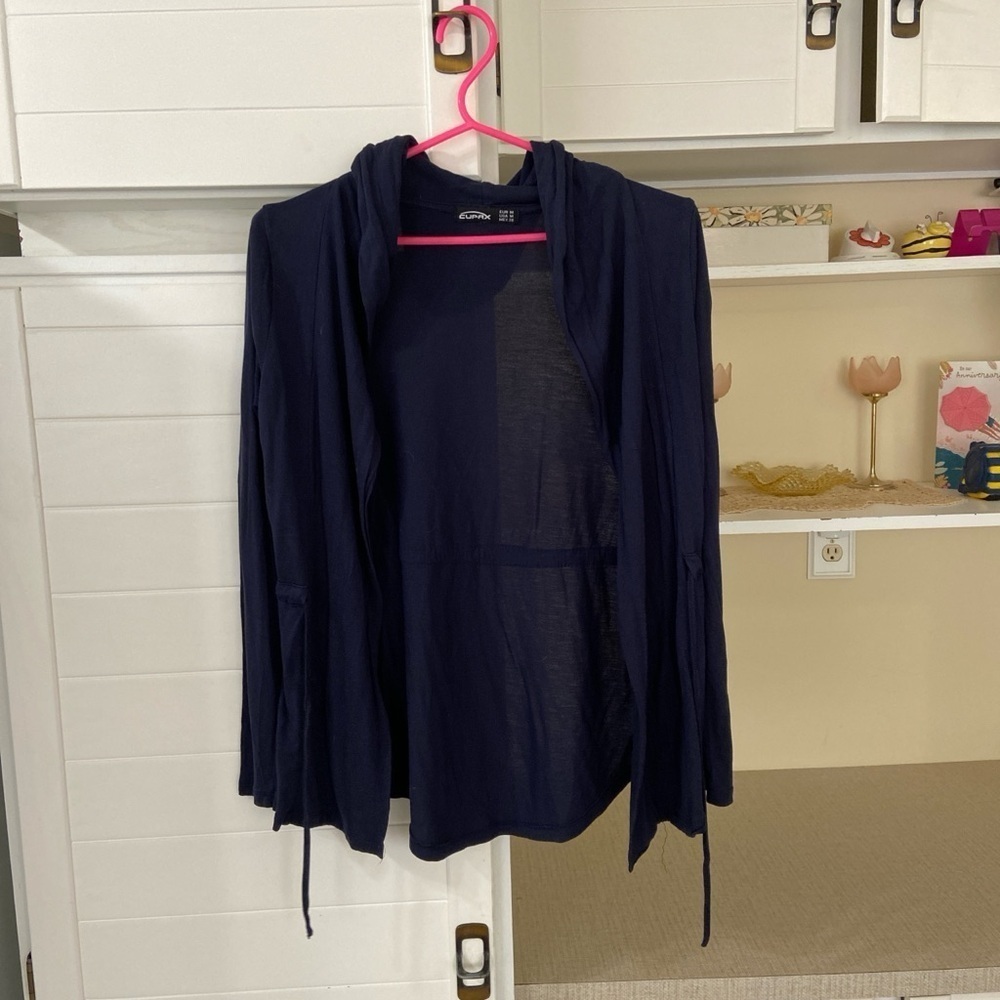 Navy Blue Tie Front Cardigan